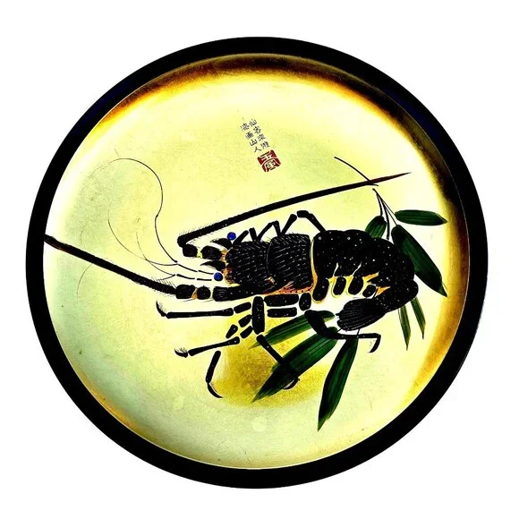 Vintage Japanese Ise-Ebi Lobster Gold Leaf Lacquer Platter 19" Signed - Picture 15 of 15